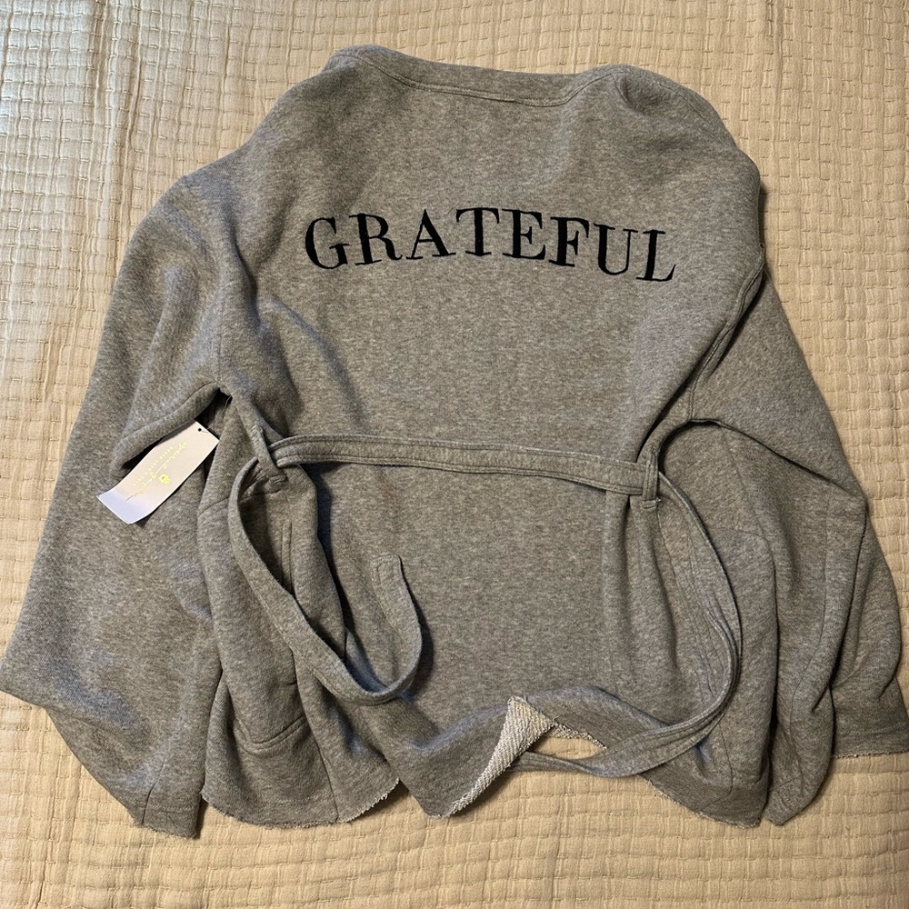 NWT Spiritual Gangster XS Kimono Belted Sweatshirt Grey $138